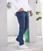 شلوار جین راسته مردانه رنگ سرمه ای با قد ۱۰۷ سانت | پارچه پنبه سنگشور