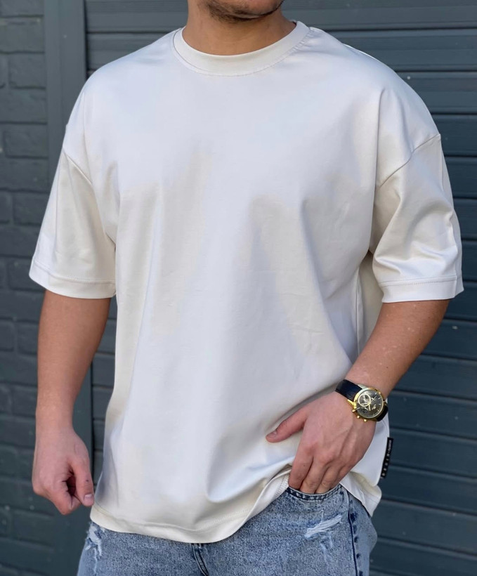 آستین سه ربع لش باکسی مردانه رنگ شیری