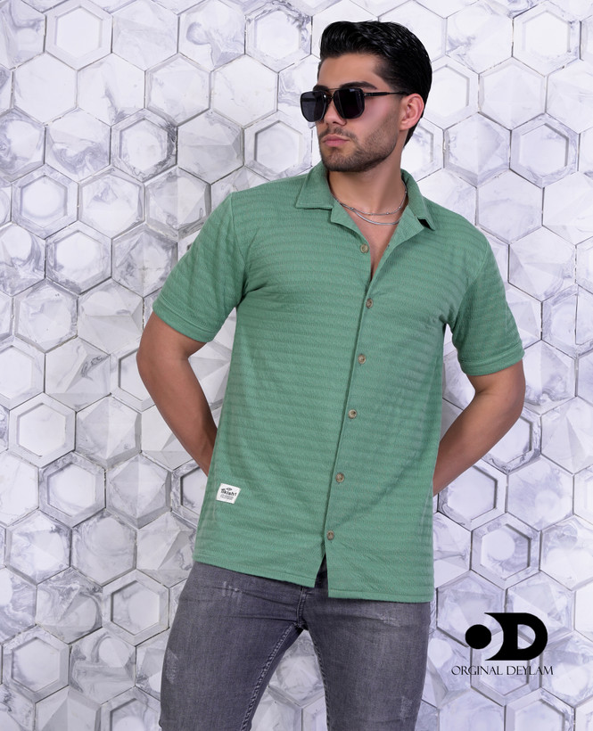 پیراهن یقه انگلیسی مردانه رنگ سبز بوتگا خاص