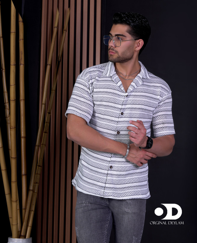 پیراهن یقه انگلیسی مردانه سفید رینگری فوقالعاده شیک و خاص