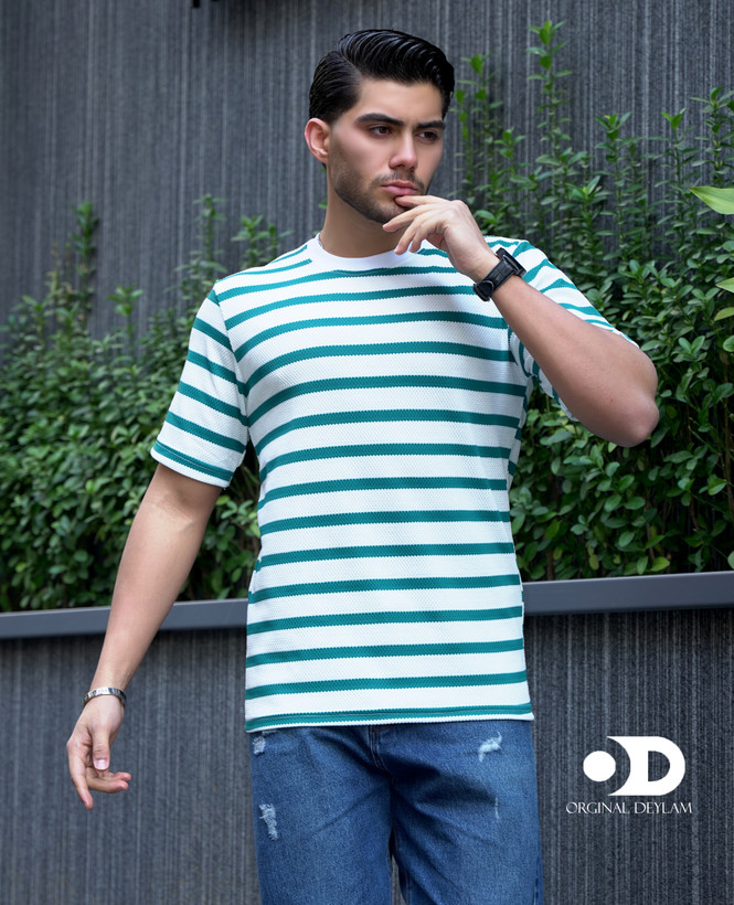 تیشرت رینگر مردانه پارچه کنفی فوق العاده خنک رنگ بندی