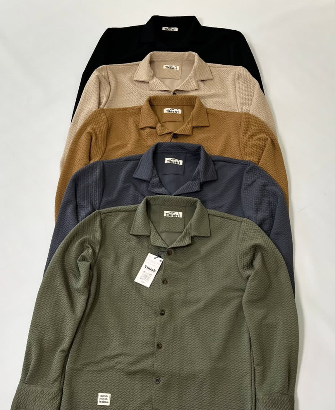 پیراهن یقه انگلیسی مردانه تک جیب مشکی بافت لوزی-گرم بالا