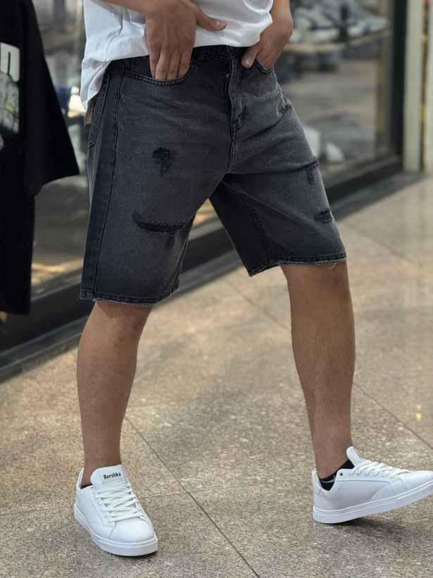 شلوارک لی مردانه ذغالی فوق العاده خاص - پارچه جین کجراه