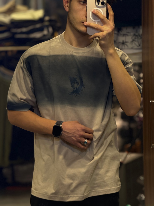 تیشرت لش طرح گرگ و ماه پشت چاپ | پارچه پنبه ماکان اعلا رنگ بندی