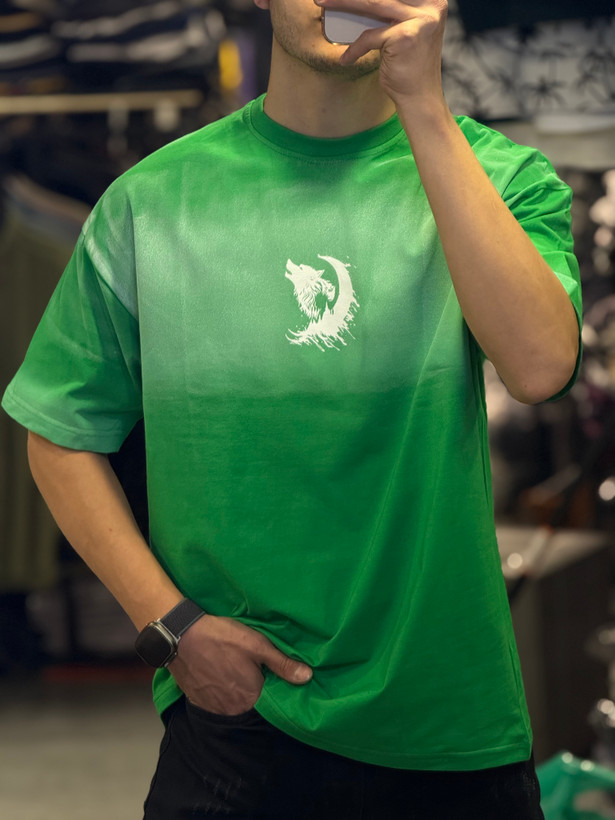 تیشرت لش طرح گرگ و ماه پشت چاپ | پارچه پنبه ماکان اعلا رنگ بندی