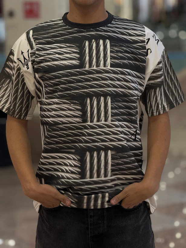 تیشرت سه بعدی لش پارچه ماکان طرح طناب-کرم