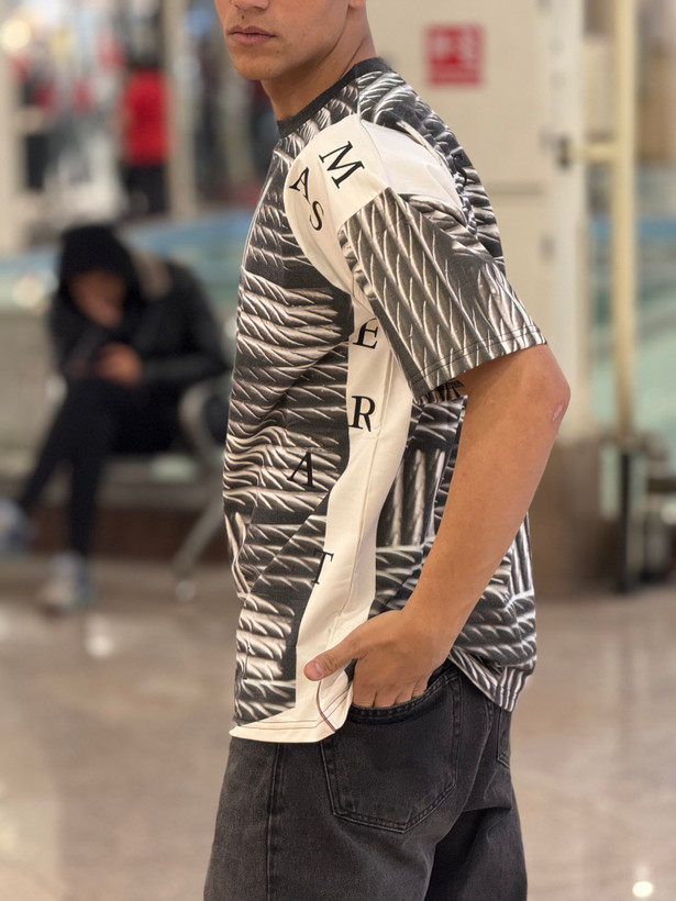 تیشرت سه بعدی لش پارچه ماکان طرح طناب-کرم