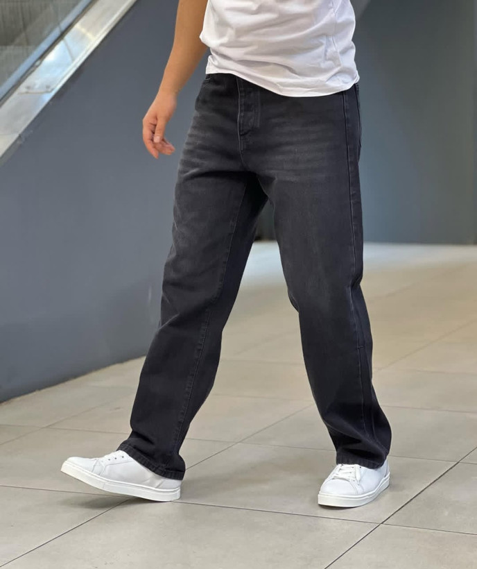 شلوار بگ مردانه زغالی بدون زاپ پارچه کجراه اعلا با بهترین کیفیت کد ۱۷۸۷