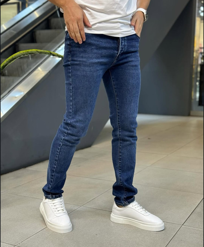 شلوار جین راسته رگولار مردانه رنگ سرمه ای