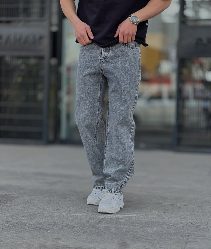 شلوار جین بگ مردونه رنگ طوسی ذغالسنگی خاص | بهترین قیمت