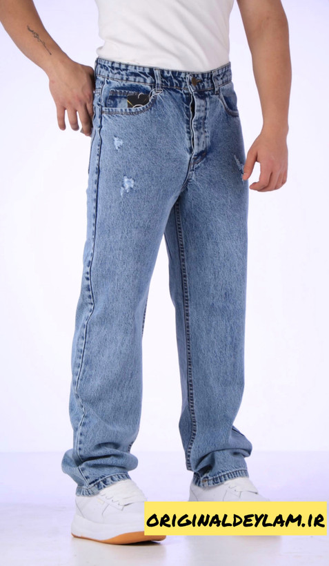 شلوار نیم بگآبی دریایی مردانه | پارچه کجراه اعلا