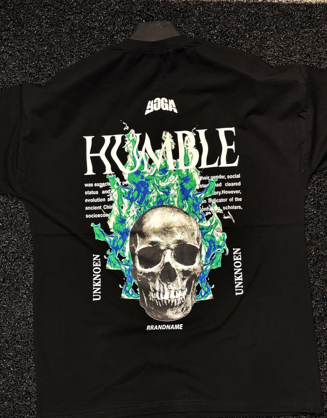 تیشرت لش باکسی مشکی مردانه پشت چاپ طرحخفن جمجمه کد ۱۶۵۱