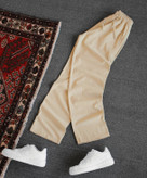 شلوار اسلش نیم بگ مردانه پارچه لینن مراکشی فوقالعاده سبک و خنک | رنگ کرم