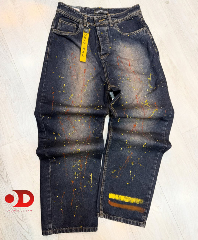 شلوار نیم بگ کاستوم شده رنگ پاش مردانه | فوقالعاده خفن و نایاب کد ۲۶۴ اورجینال دیلم