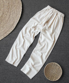 شلوار کنفی بگ استایل پارچه لینن رنگ جذاب استخونی | فوقالعاده خنک؛لطیف و با دوام