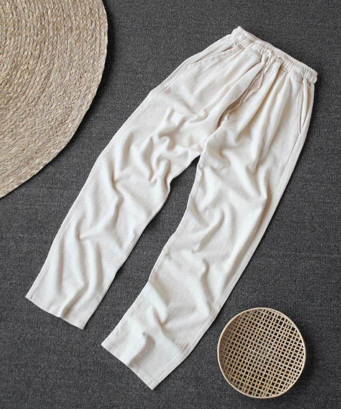 شلوار کنفی بگ استایل پارچه لینن رنگ جذاب استخونی | فوقالعاده خنک؛لطیف و با دوام