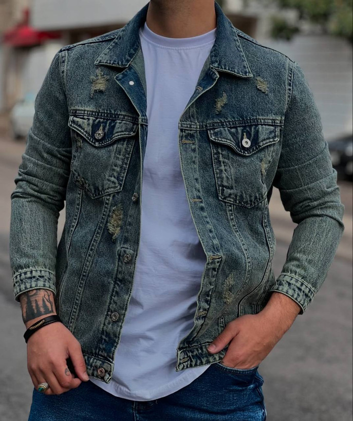 کت جین مردانه رنگ سبز کثیف