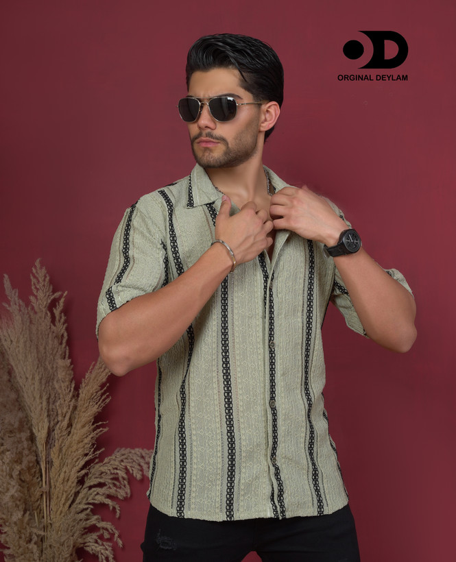 پیراهن لش یقه انگلیسی پارچه مراکشی فوق العاده خنک وارداتی رنگ سبز