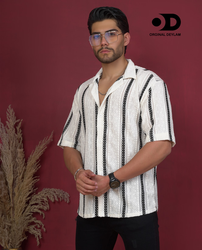 پیراهن لش یقه انگلیسی پارچه مراکشی فوق العاده خنک سفید شیری کد eng23