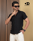 پیراهن کنفی مردانه بافت برجسته شیک | اسلیم فیت