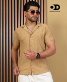 پیراهن کنفی مردانه بافت برجسته شیک | اسلیم فیت