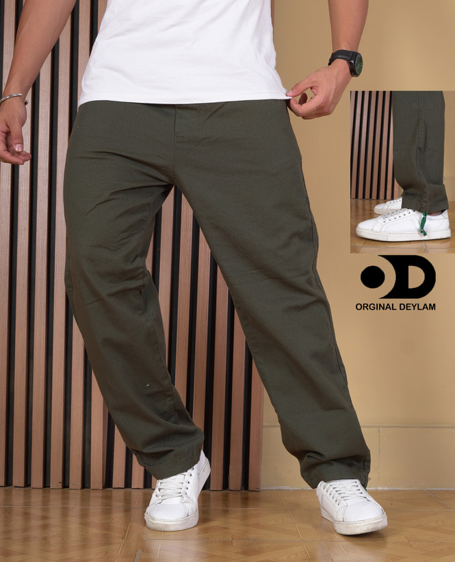 اسلش بگ جاگر پارچه جین کجراه اعلا رنگ سبز لجنی