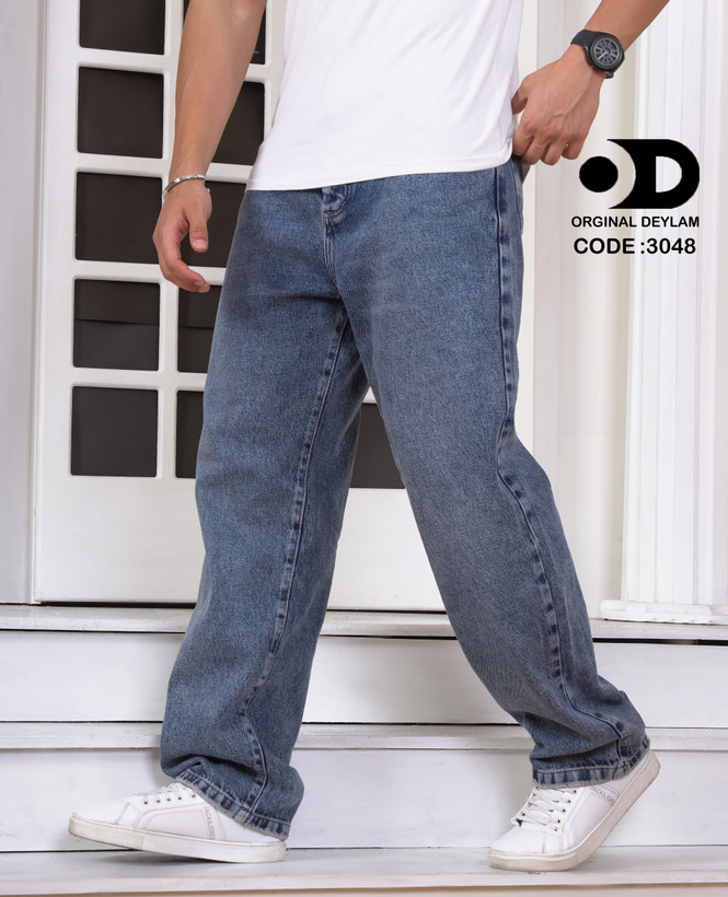 شلوار نیم بگ آبی دریایی مردانه گرم بالا پارچه تضمینی