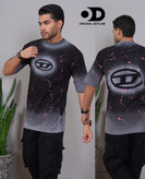 تیشرت کاستوم شده دیزل مشکی صورتی مردانه | نخ پنبه