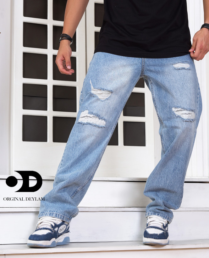 شلوار نیم بگ مردانه یخی زاپ دوخت زانفیکس کاستوم شده