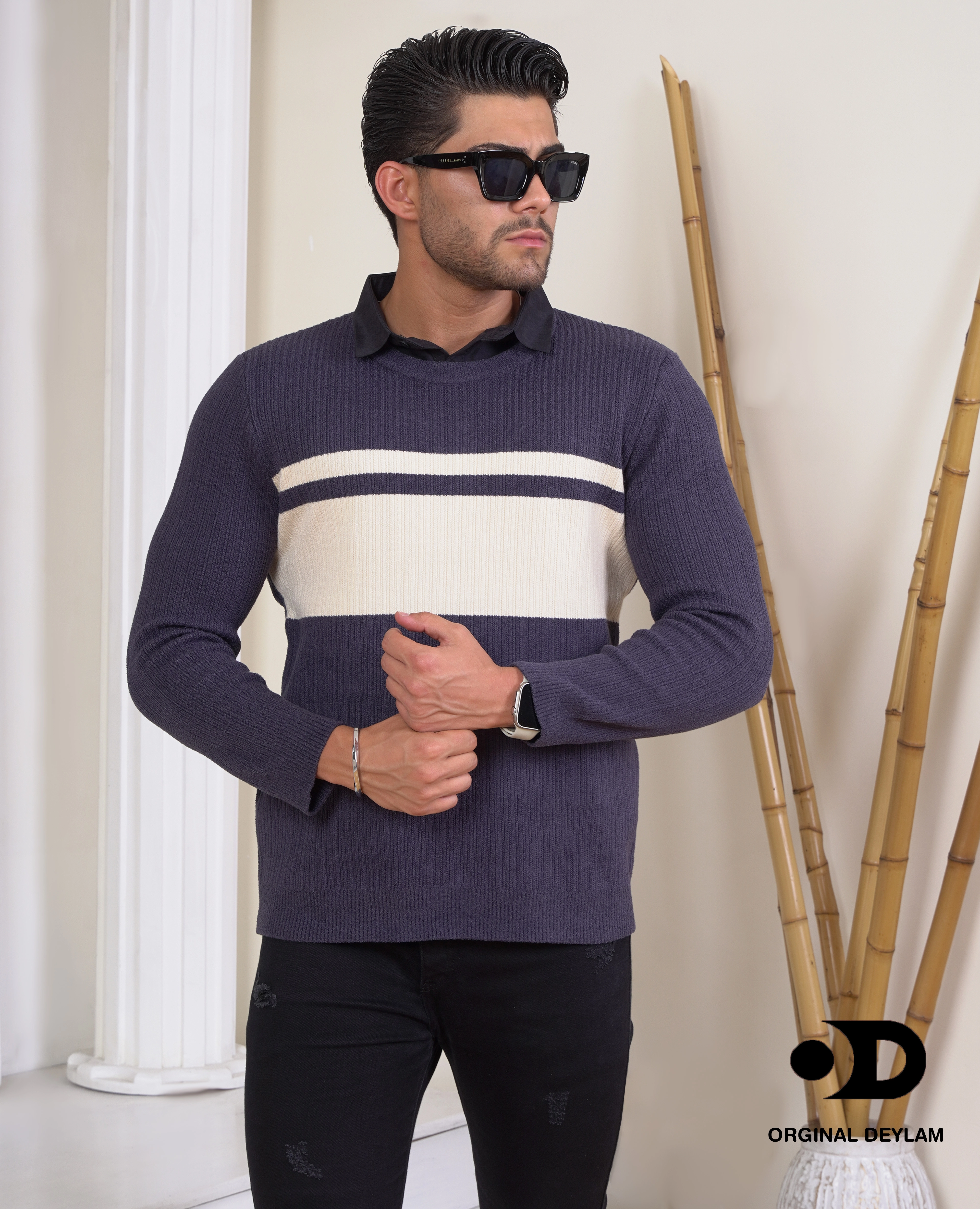 پلیور بافت گرم بالا طرح پیراهن | فوقالعاده با کیفیت پرمیوم