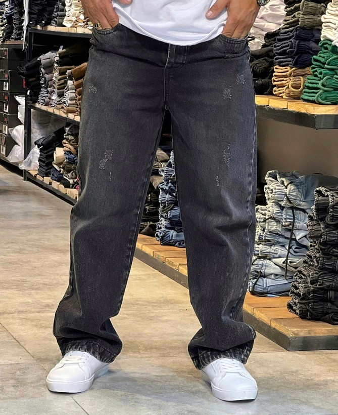 شلوار بگ استایل مردانه ذغالی کد dfs313v👌