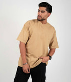 تیشرت باکسی رنگ کرم/بژ روشن مینیمال | پارچه گرم بالا ماکان پنبه