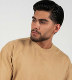 تیشرت باکسی رنگ کرم/بژ روشن مینیمال | پارچه گرم بالا ماکان پنبه