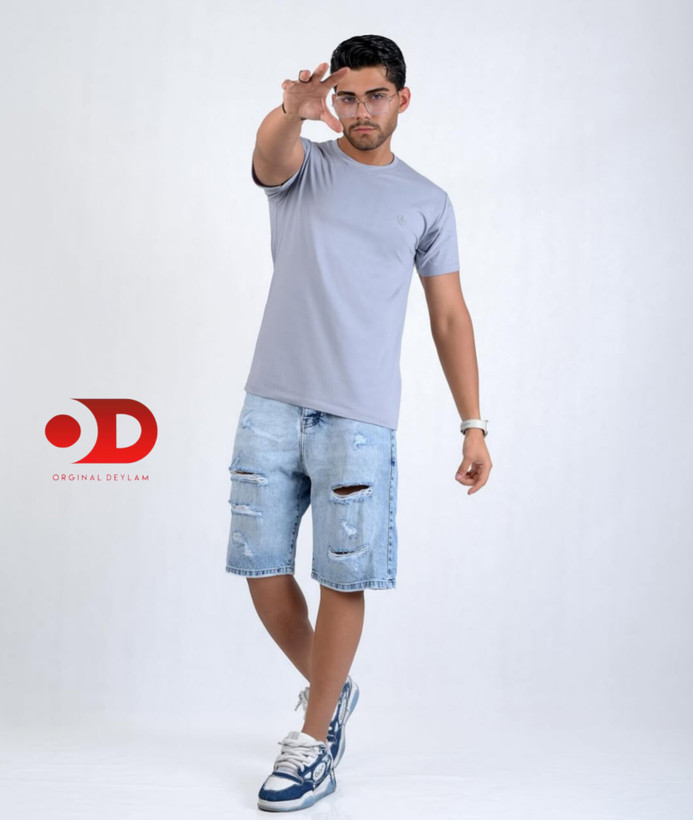 تیشرت بیسیک ساده مردانه طوسی روشن نخ ۲۸ اعلا | اسلیم فیت