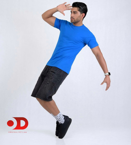 تیشرت بیسیک ساده مردانه آبی ایتالیایی جذاب نخ ۲۸ اعلا | اسلیم فیت