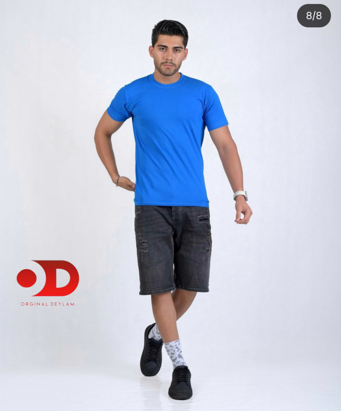 تیشرت بیسیک ساده مردانه آبی ایتالیایی جذاب نخ ۲۸ اعلا | اسلیم فیت