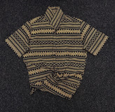 پیراهن کنفی پارچه کنف طبیعی 🎨 طرح هندسی اصیل - اتنیک مردانه