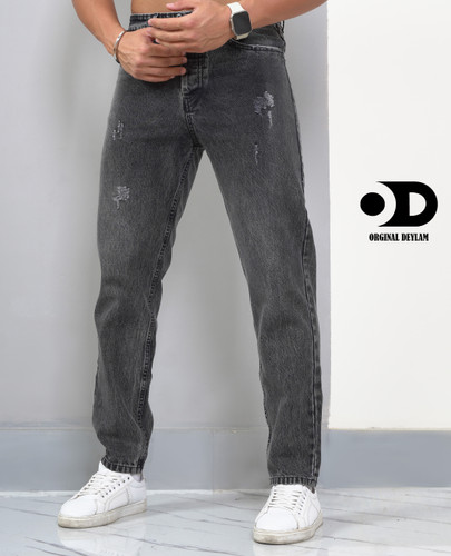 شلوار بوی فرند ذغالی مردانه پارچه جین کجراه اعلا کد RS2