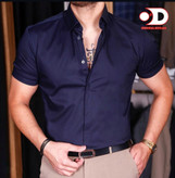 Navy Blue Satin Pull Shirt