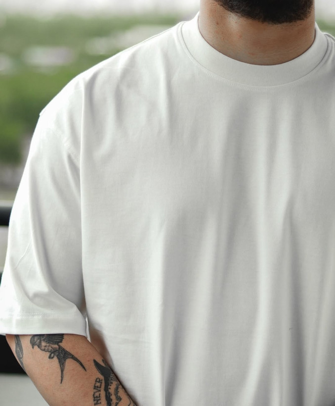 تیشرت سفید مردانه استایل لش باکسی | پارچه ماکان گرم بالا بسیار جذاب