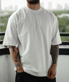 تیشرت سفید مردانه استایل لش باکسی | پارچه ماکان گرم بالا بسیار جذاب