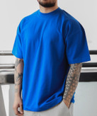 تیشرت آبی ایتالیایی مردانه استایل لش باکسی | پارچه ماکان گرم بالا بسیار جذاب