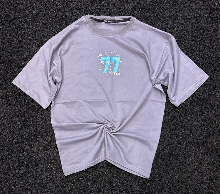 تیشرت Militia 77 طوسی پشت چاپ نیم لش نخ پنبه