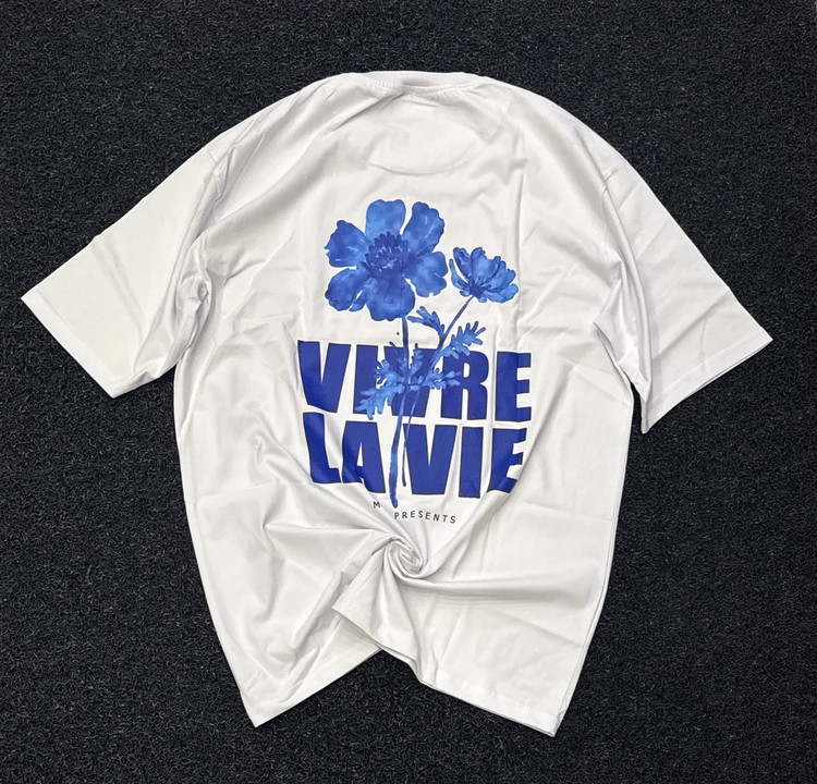 تی شرت لش پشت چاپ سفید طرح ویور لا وی - زندگی را زیبا زندگی کن