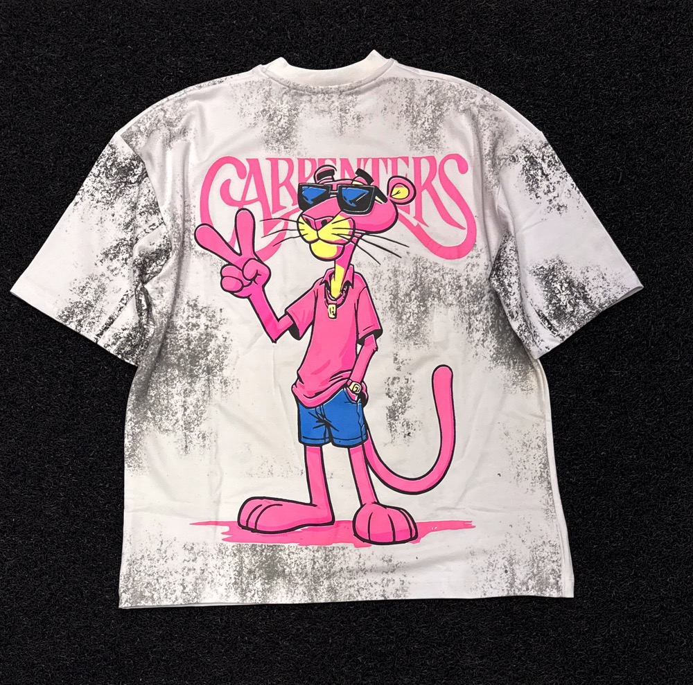 تیشرت لش باکسی پنبه ماکان طرح Pink Panther (پشت گرافیکی)