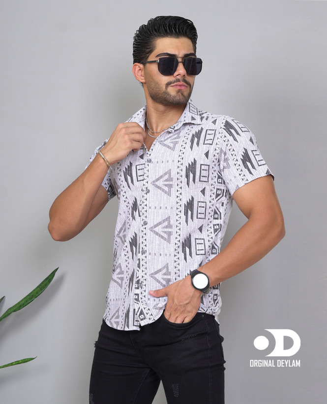 پیراهن آستین کوتاه طرح هندسی ، تلفیقی هنرمندانه از الگوهای قبیلهای مدرن