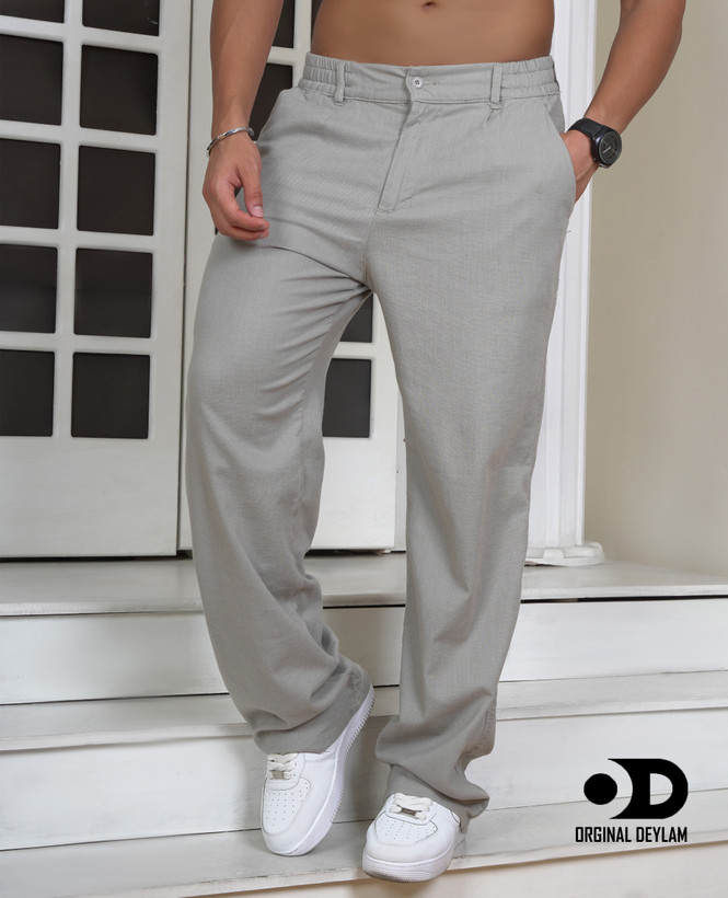 شلوار لینن رنگ طوسی فیلی شیک فول بگ مردانه | کیفیت استثنایی قد ۱۱۰ سانت