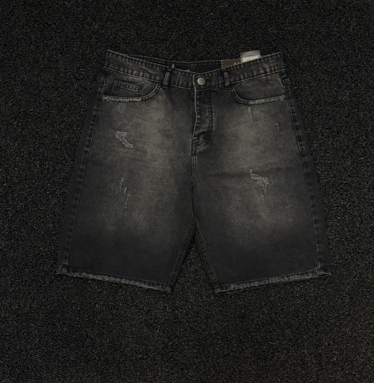 شلوارک جین مردانه پارچه پنبه کجراه سنگشور ذغالی کد sh64