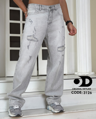 شلوار بگ طوسی مردانه با رنگ و زاپ خاص | قد ۱۱۰ سانت کد 3126