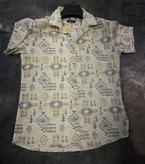 هنر ایرانی - پیراهن لینن کنفی طرح اتنیک | پارچه تابستانی | رنگ کرم طبیعی